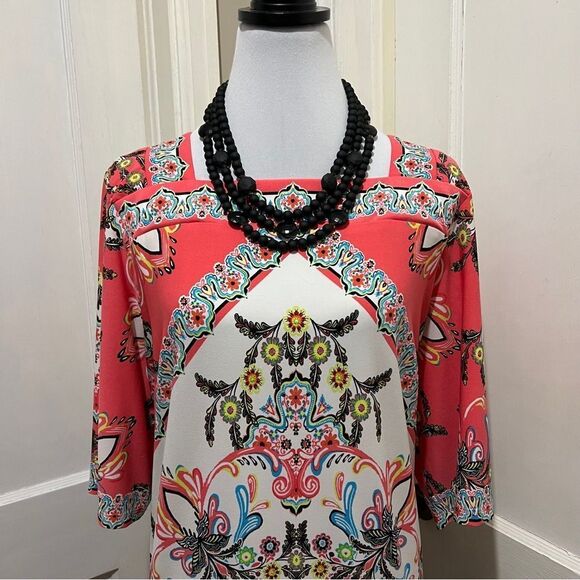 Studio One Colorful Bright Pattern Shift Dress Womens 2XL Like New - Picture 2 of 9